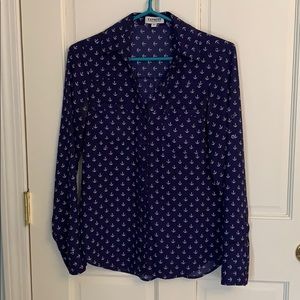 Blue anchor print express blouse